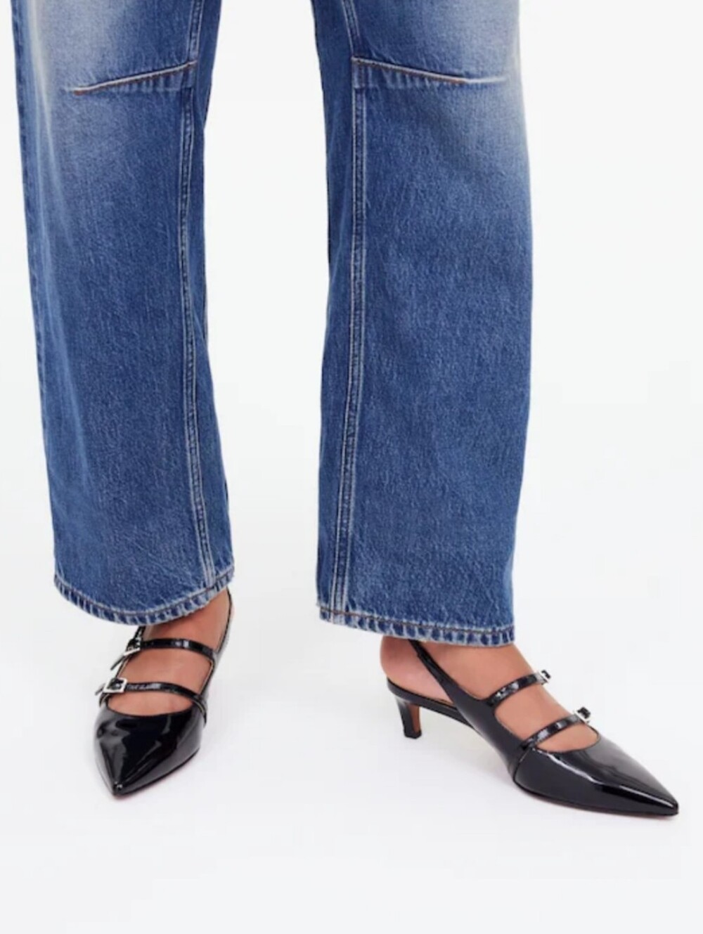 Madewell Davina Slingback Pump In Black Patent Leather Size 8.5
